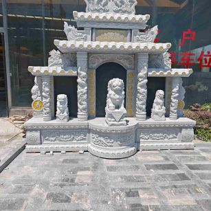 合肥芝麻白中国黑石材套墓 花岗岩墓碑